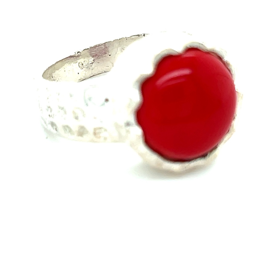 925 Silver Red Stone Ring - image 2